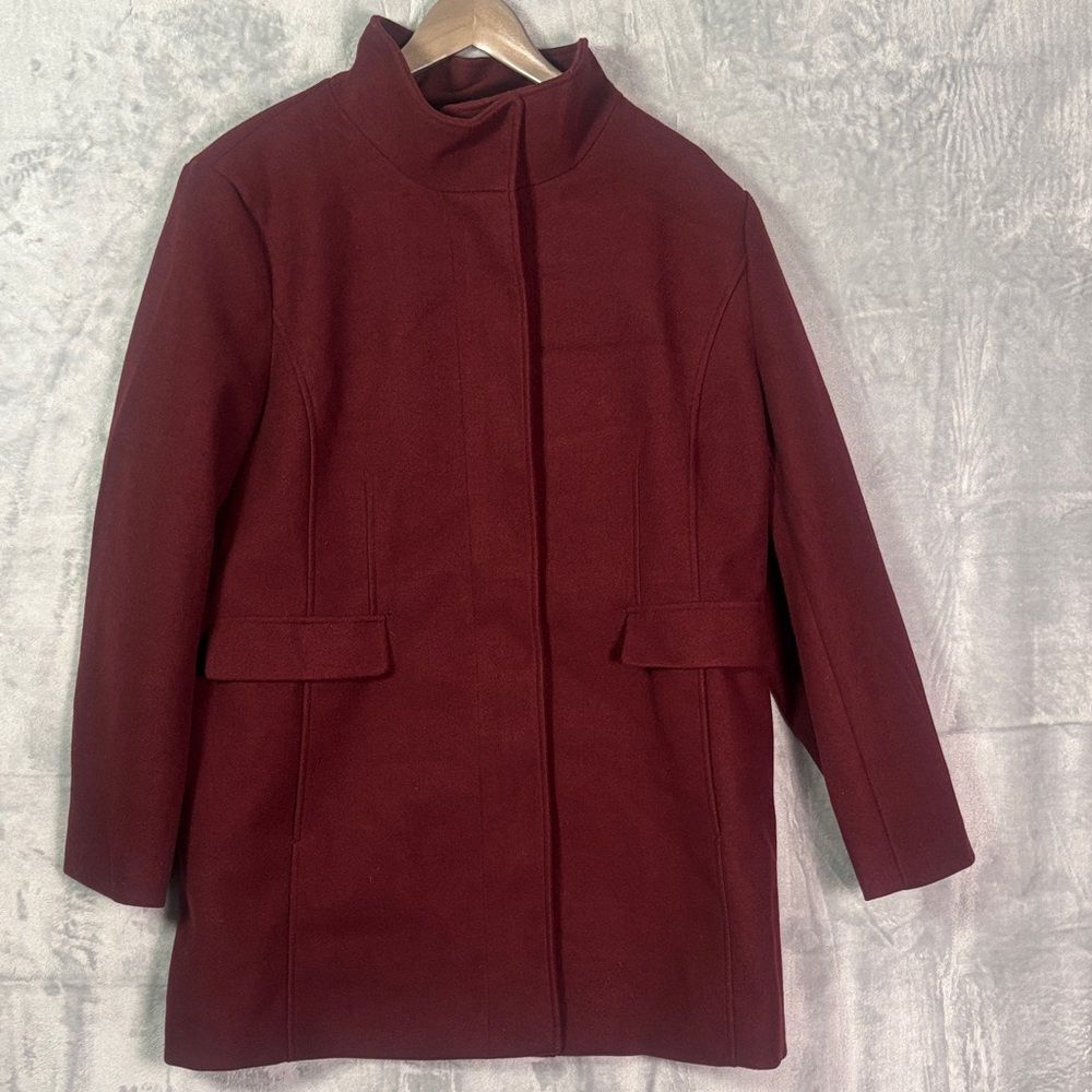 Vince Camuto Maroon Soft Full Zip High Collar Jacket Size XXL